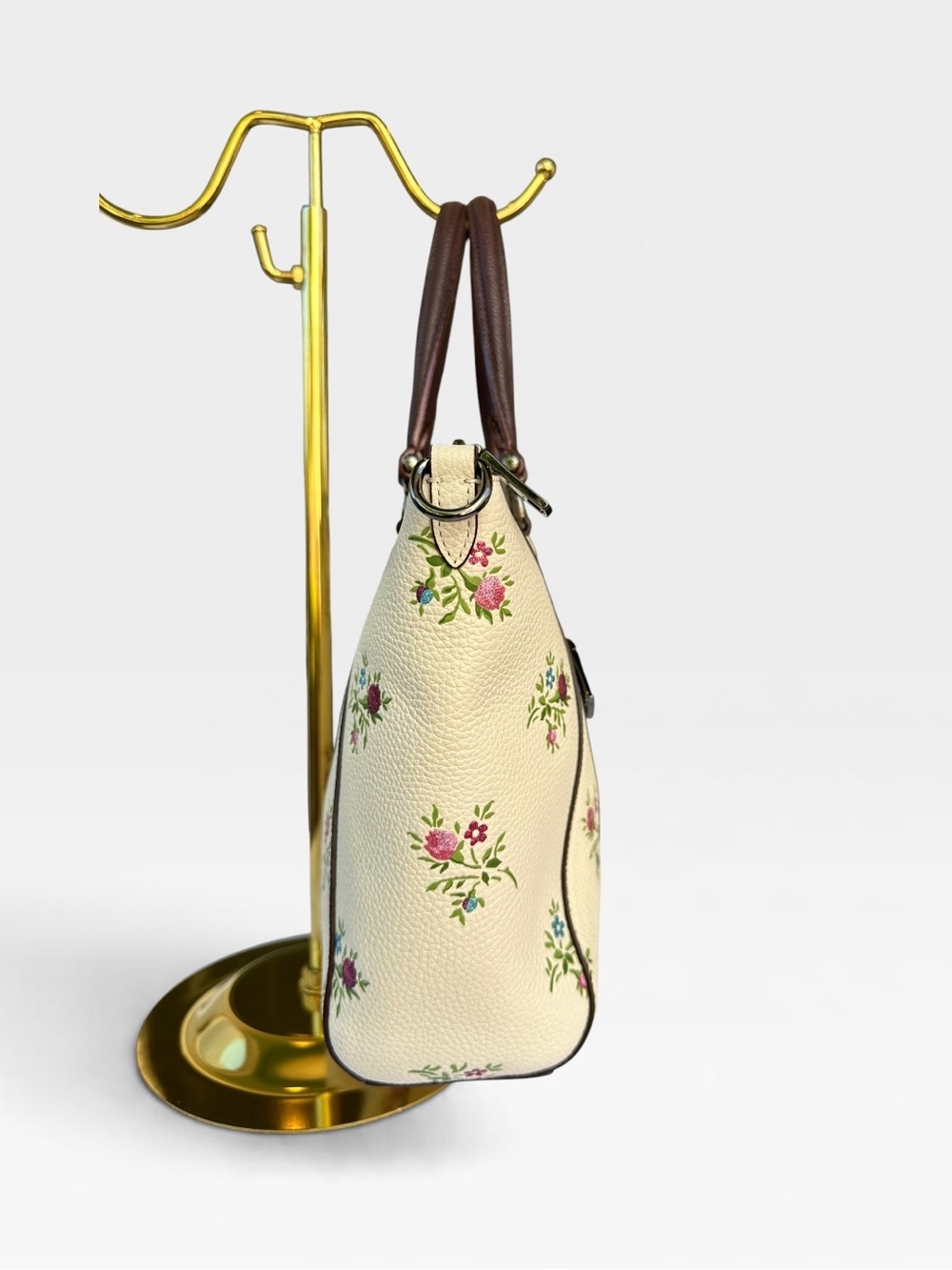 COACH Prairie Satchel Chalk White Floral Wildflower Pebble Leather Bag 22829 - Picture 4 of 16